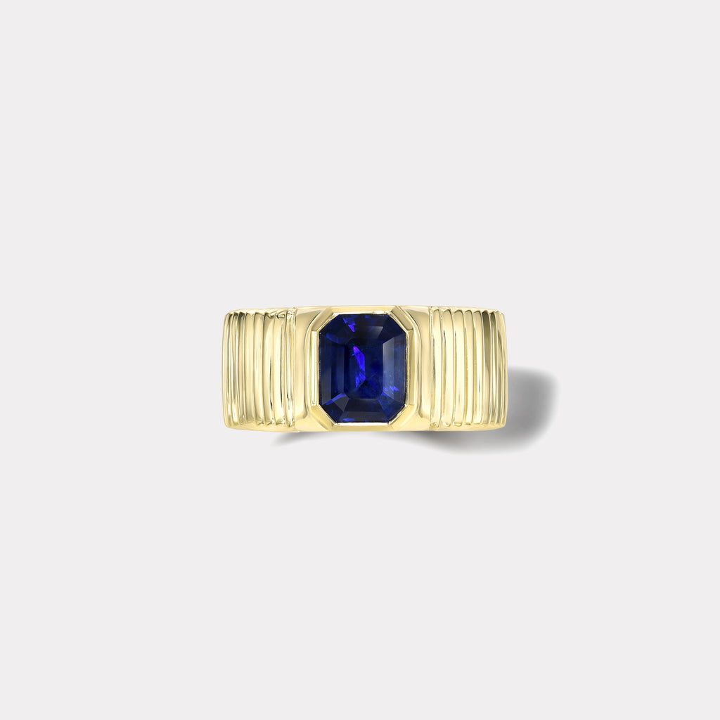 One of a kind Pleated Solitaire Band -  GIA 2.25ct Royal Blue Sapphire