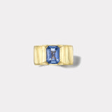Pleated Solitaire Band - 3.34ct GIA Unheated Sky Blue Sapphire