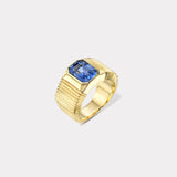 Pleated Solitaire Band - 3.34ct GIA Unheated Sky Blue Sapphire