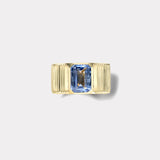 Pleated Solitaire Band -  3.02ct Light Blue Sapphire