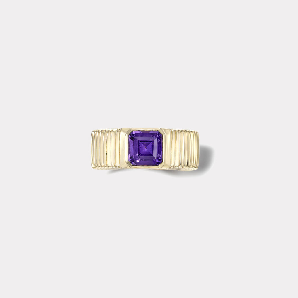 One of a kind Pleated Solitaire Band -  1.99ct Unheated Asscher Violet Sapphire