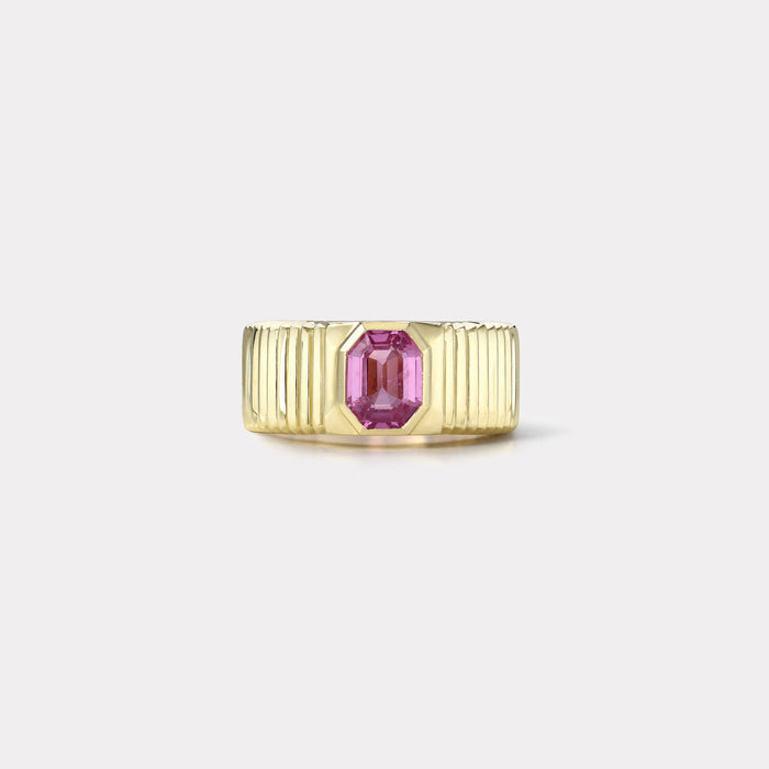 One of a kind Pleated Solitaire Band - 1.59ct Pink Sapphire