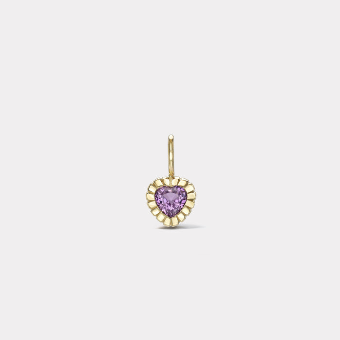 One of a Kind Heirloom Bezel 0.89ct Violet Sapphire Heart Charm