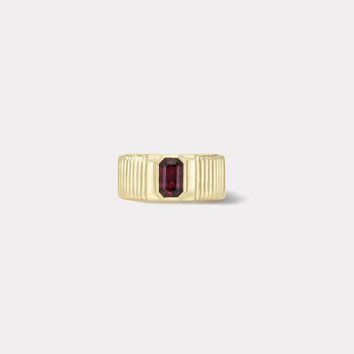 One of a kind Pleated Solitaire Band - Red Spinel