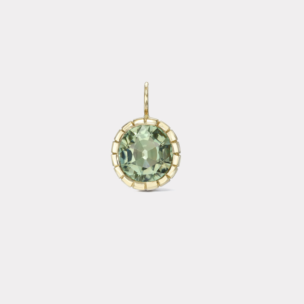 One of a Kind Mint Green Tourmaline Heirloom Bezel Charm