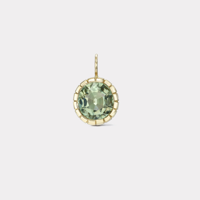 One of a Kind Mint Green Tourmaline Heirloom Bezel Charm
