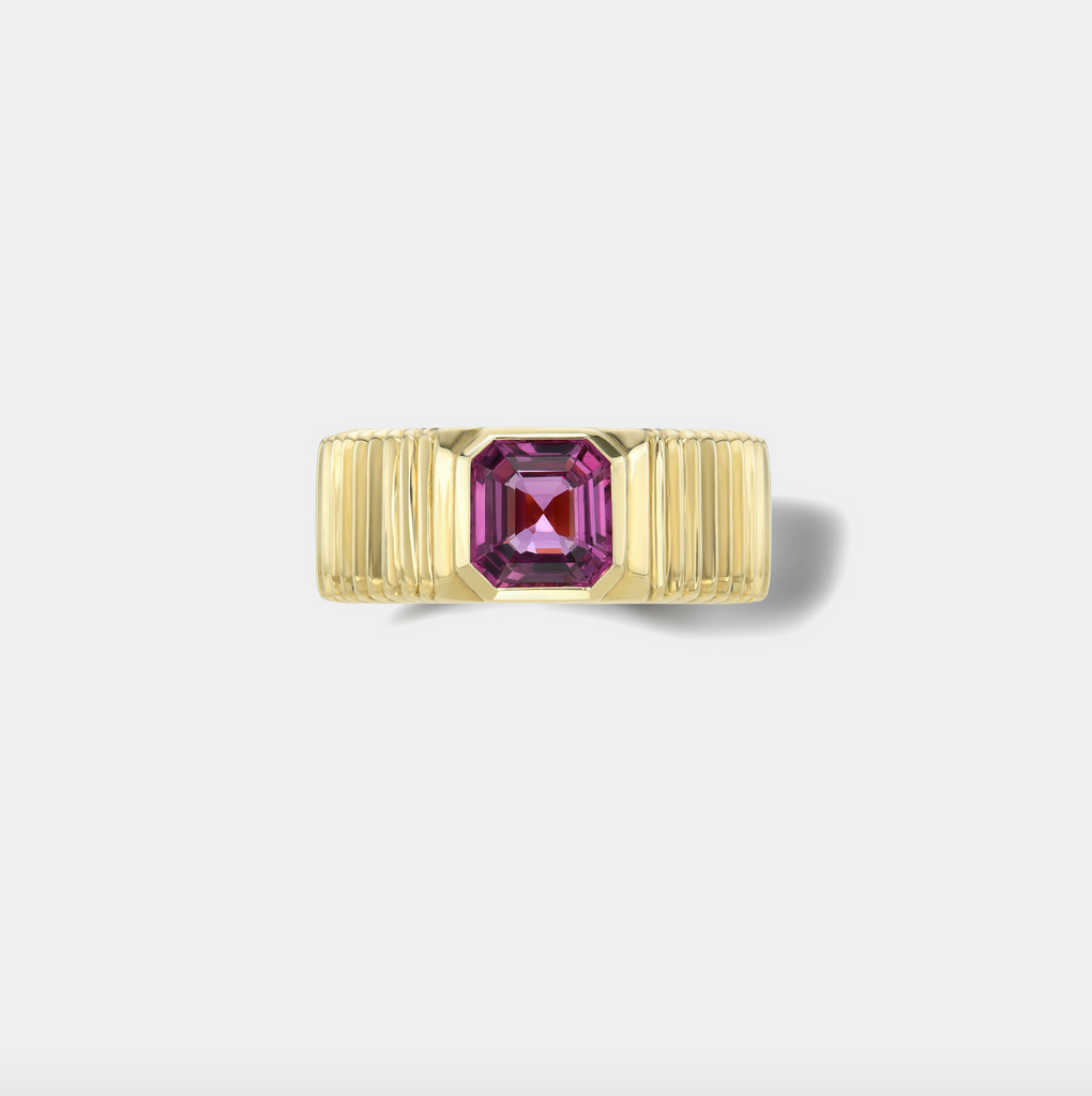 One of a kind Pleated Solitaire Band - 2.04ct Pink Sapphire