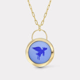 Flying Pig Signature Padlock Intaglio - Double Layer Blue Agate