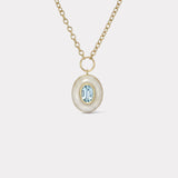Small Lollipop Pendant - Oval 1.87ct Aquamarine in White Quartz