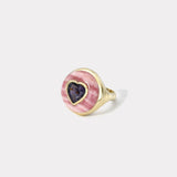 Petite Lollipop Ring - 3.16ct Spinel Heart in Rhodochrosite