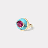 Petite Lollipop Ring - 3.57ct Marquise Rubellite in Turquoise