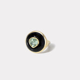 Petite Lollipop Ring - Green Tourmaline in Hand Carved Onyx