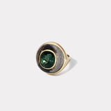 Petite Lollipop Ring - Oval Green Tourmaline in Petrified Wood