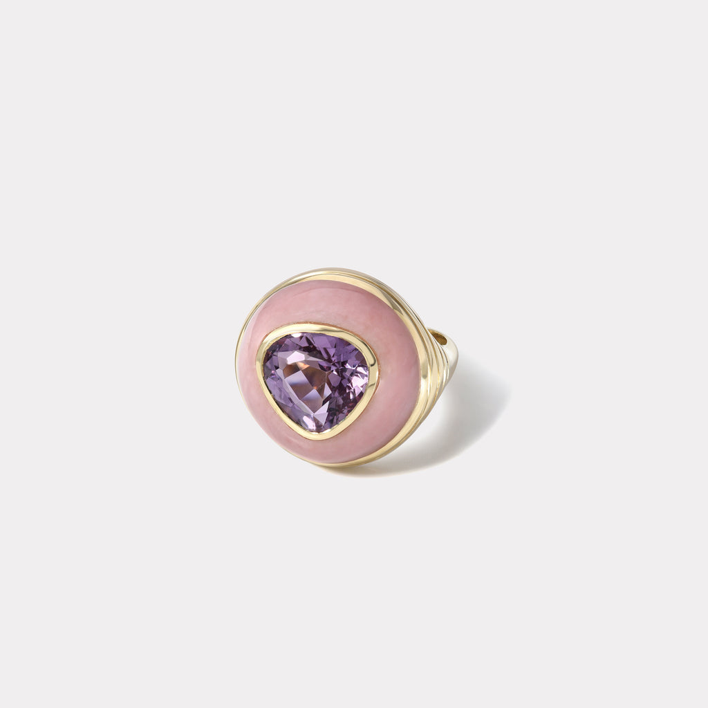 Petite Lollipop Ring - Pear Amethyst in Pink Opal
