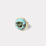 Petite Lollipop Ring - Cushion Cut Pale Green Tourmaline in Turquoise