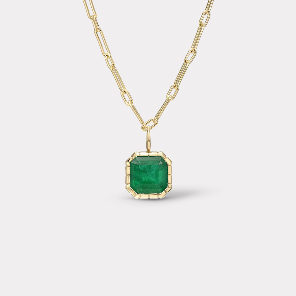 One of a Kind Heirloom Bezel Emerald Charm