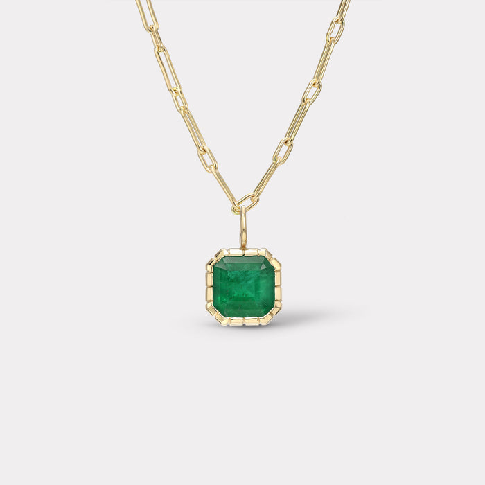 One of a Kind Heirloom Bezel Emerald Charm
