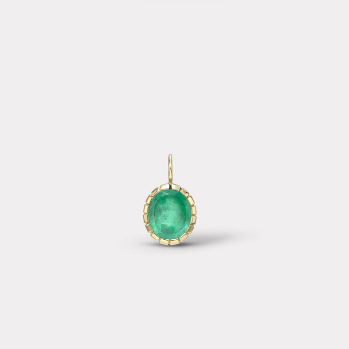 One of a Kind Heirloom Bezel Oval Emerald Charm