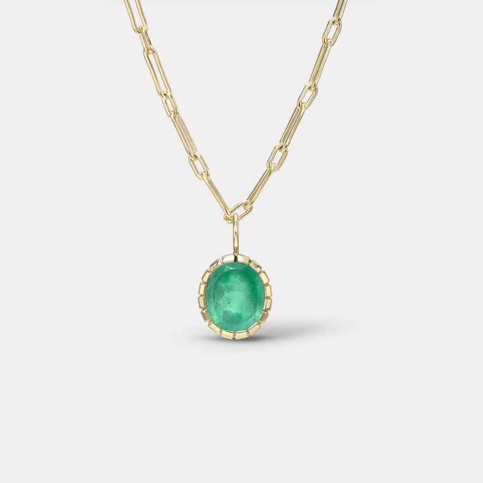 One of a Kind Heirloom Bezel Oval Emerald Charm
