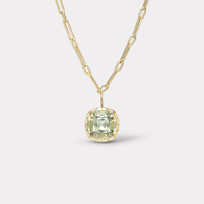 One of a Kind Heirloom Bezel Cushion Cut Tourmaline Charm