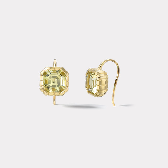 One of a Kind Heirloom Bezel Yellow Tourmaline Earrings