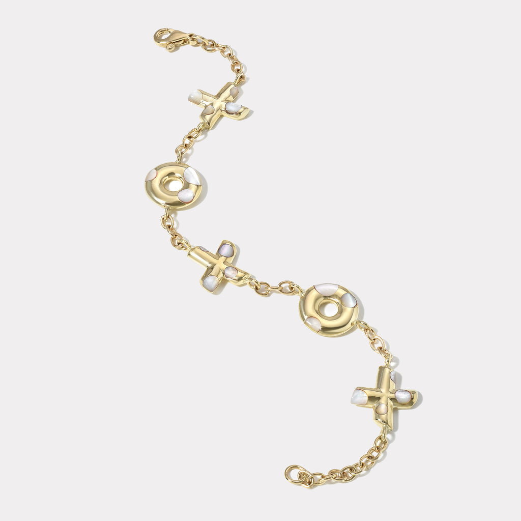 Polka Dot XO Bracelet - White Mother of Pearl