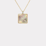 Small Wisdom Pendant with Mother of Pearl and Mint Garnet