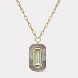 Lollipop Pendant - Green Amethyst in Petrified Wood
