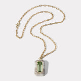 Lollipop Pendant - Green Amethyst in Petrified Wood