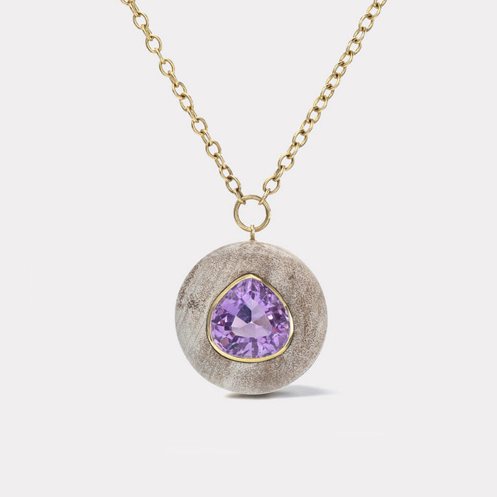 Lollipop Pendant - 11.43ct Amethyst in Petrified Wood