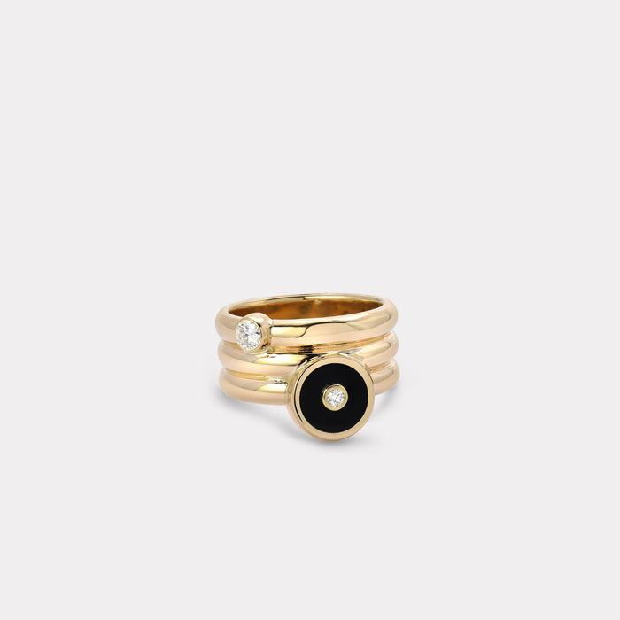 Triple Coil Mini Compass Ring with Black Onyx