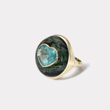 Lollipop Ring -  4.94ct Blue Tourmaline in Jasper