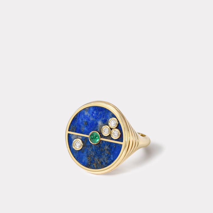 Compass Ring with Lapis and Emerald