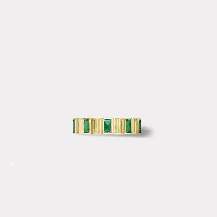 Pleated Five Stone Band - Baguette Cut Emeralds
