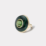 Lollipop Ring -  4.36ct Green Tourmaline in Malachite