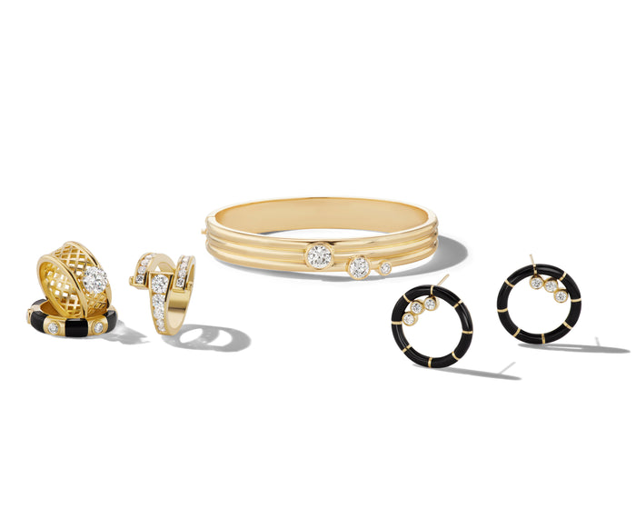 Triple Coil Cuff with Round Brilliant Diamond Bubbles