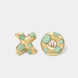 Polka Dot Oversized XO Earrings - Green Turquoise