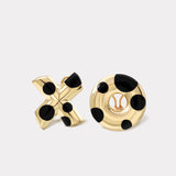 Polka Dot Oversized XO Earrings - Black Onyx