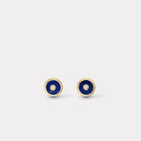Mini Compass Stud Earrings with Lapis
