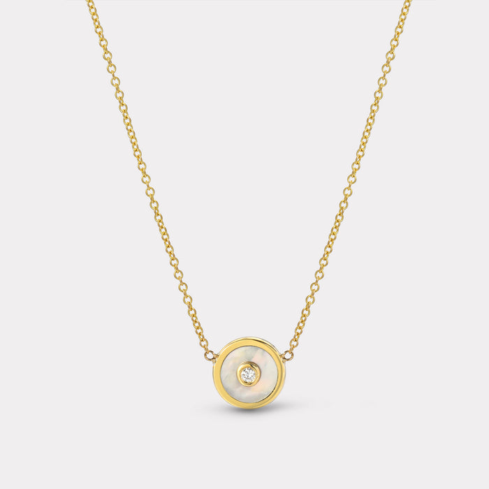 Mini Compass Pendant with White Mother of Pearl