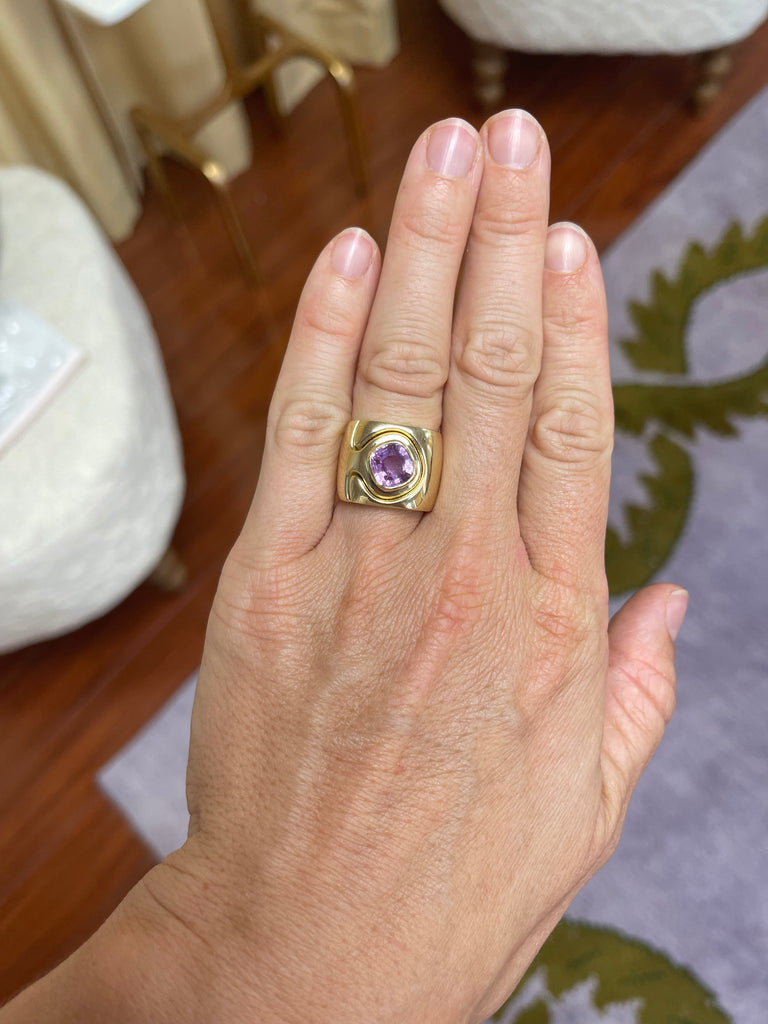 Impetus Interlocking Puzzle Ring with a 3.14ct Cool Pink Sapphire