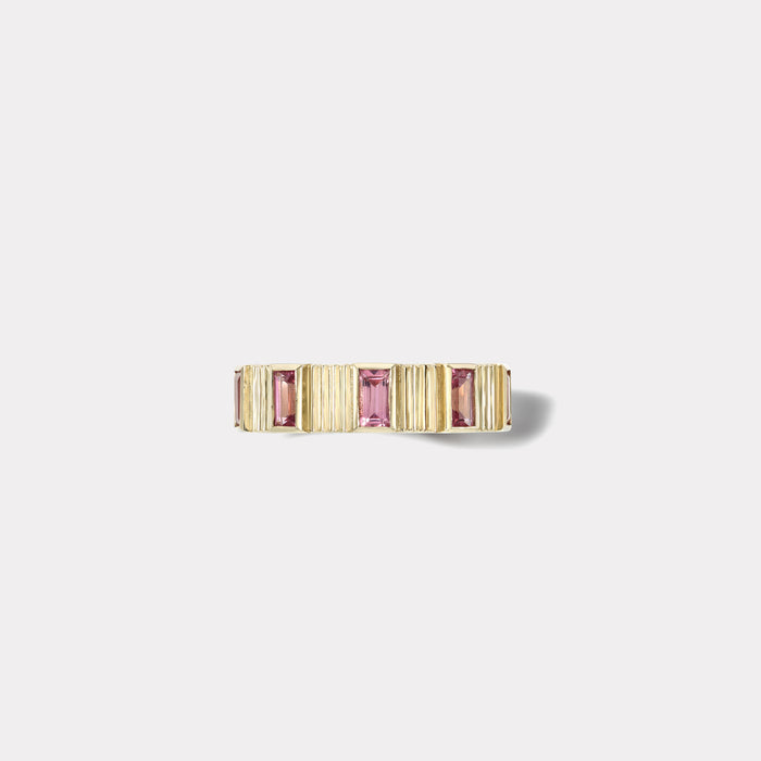 Pleated Five Stone Band - Baguette Pink Spinel